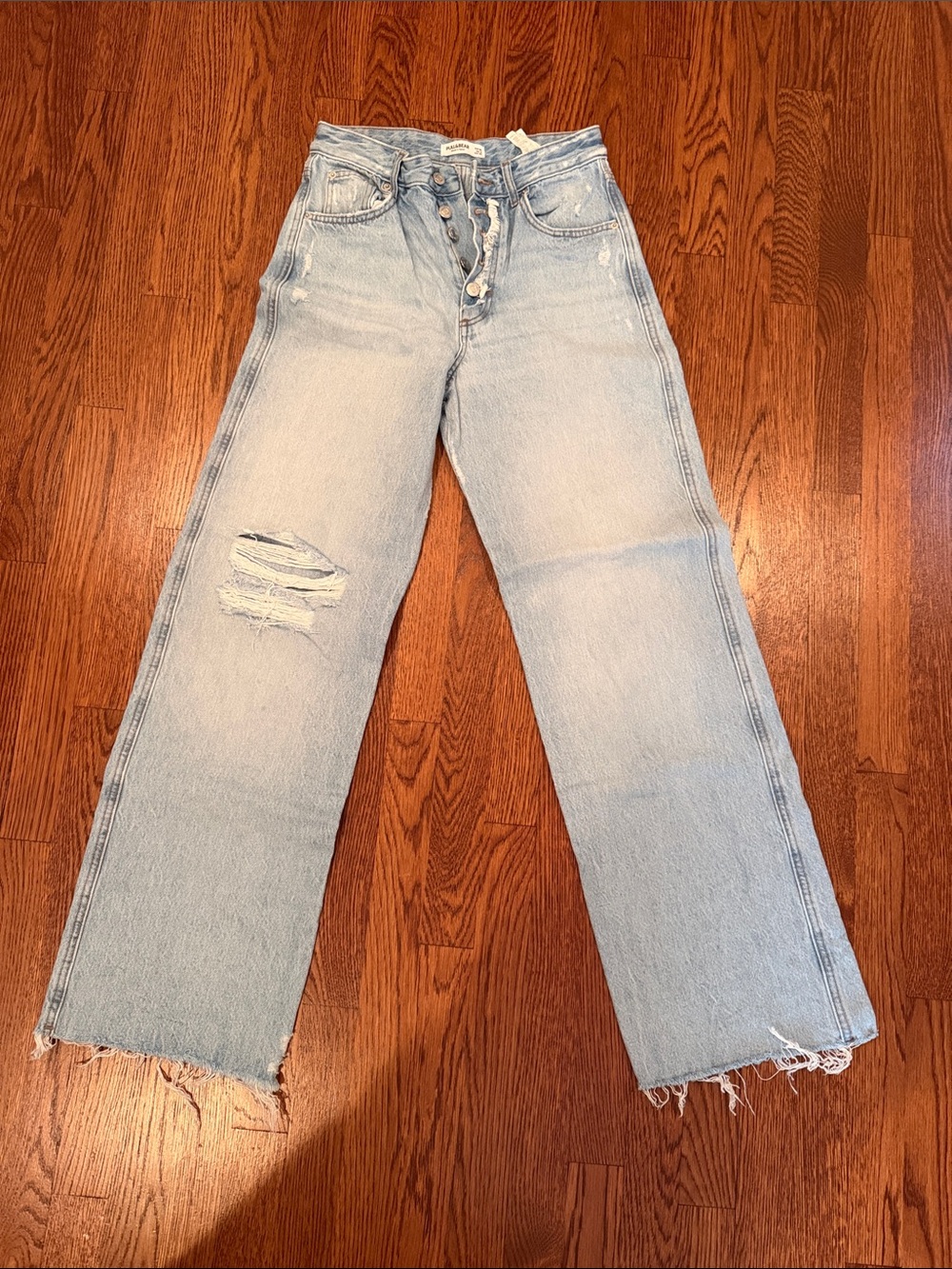 Pull&Bear Light Blue Distressed Straight-Leg Jeans